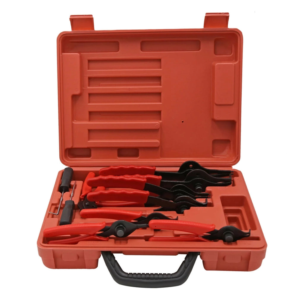 Set di pinze per anelli elastici per uso esterno e interno 11 pezzi ganasce angolate e dritte 16_0002761