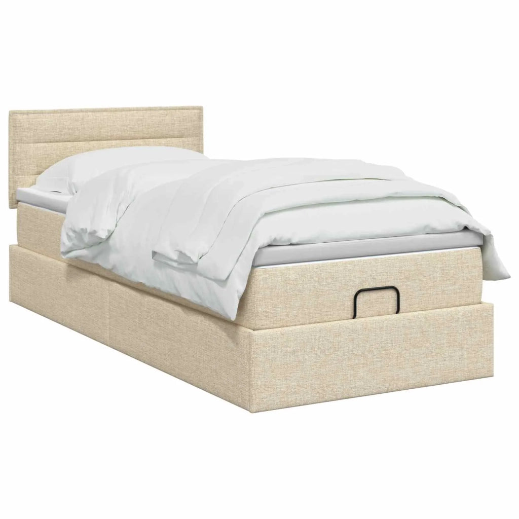 Letto ottomano con materasso Crema 100 x 200 cm Tessuto 3456224