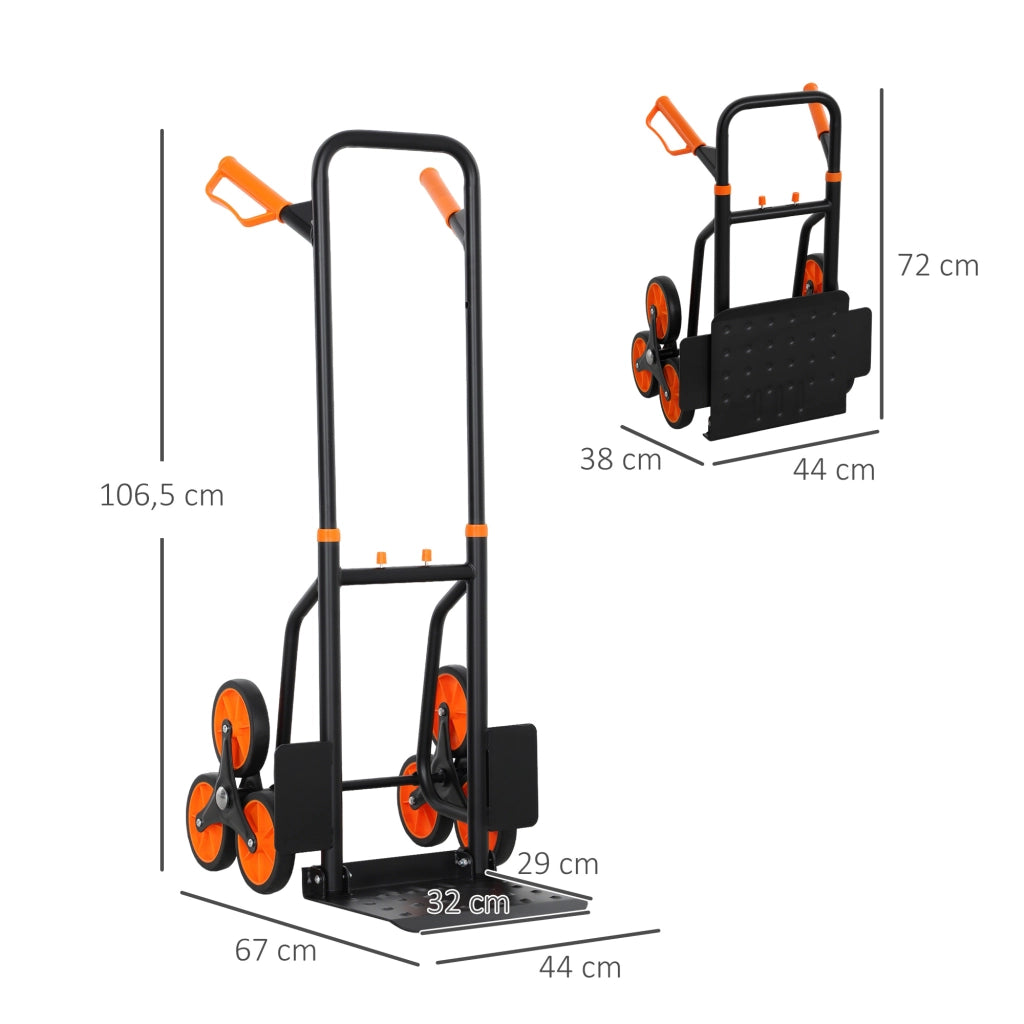 Carrello Portatile Pieghevole ¨C zephmum ¨C Acciaio, Arancione, 44x67x106,5cm