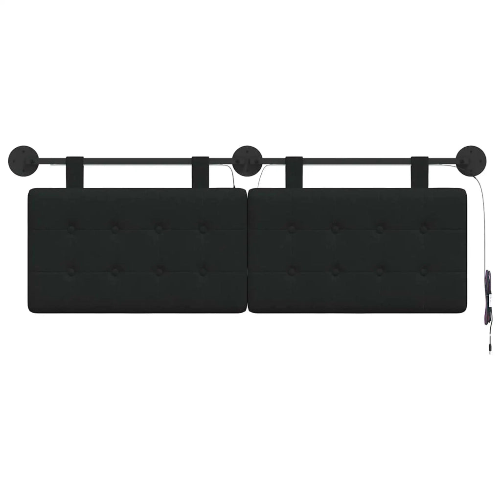 Testiera sospesa Con luce LED Nero Tessuto