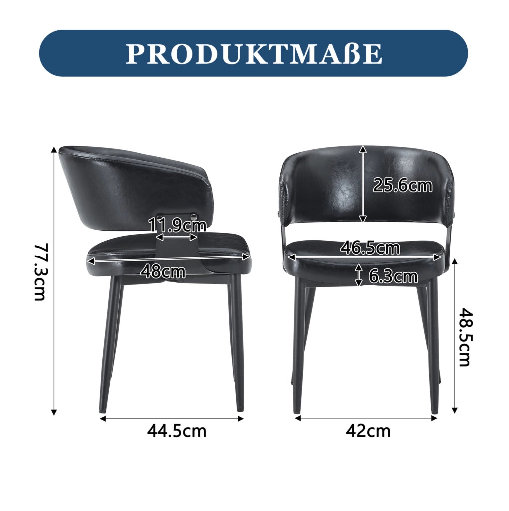 Sedie da pranzo 2 pezzi 77,3 cm in PU nero, stile Mid-Century moderno