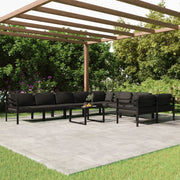 Set Divani da Giardino 10 pz con Cuscini in Alluminio Antracite cod mxl 35812