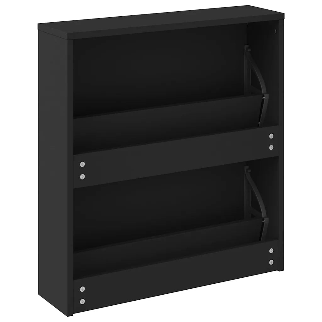 Armoire à chaussures avec miroir à 2 niveaux Noir 63x17x67 cm