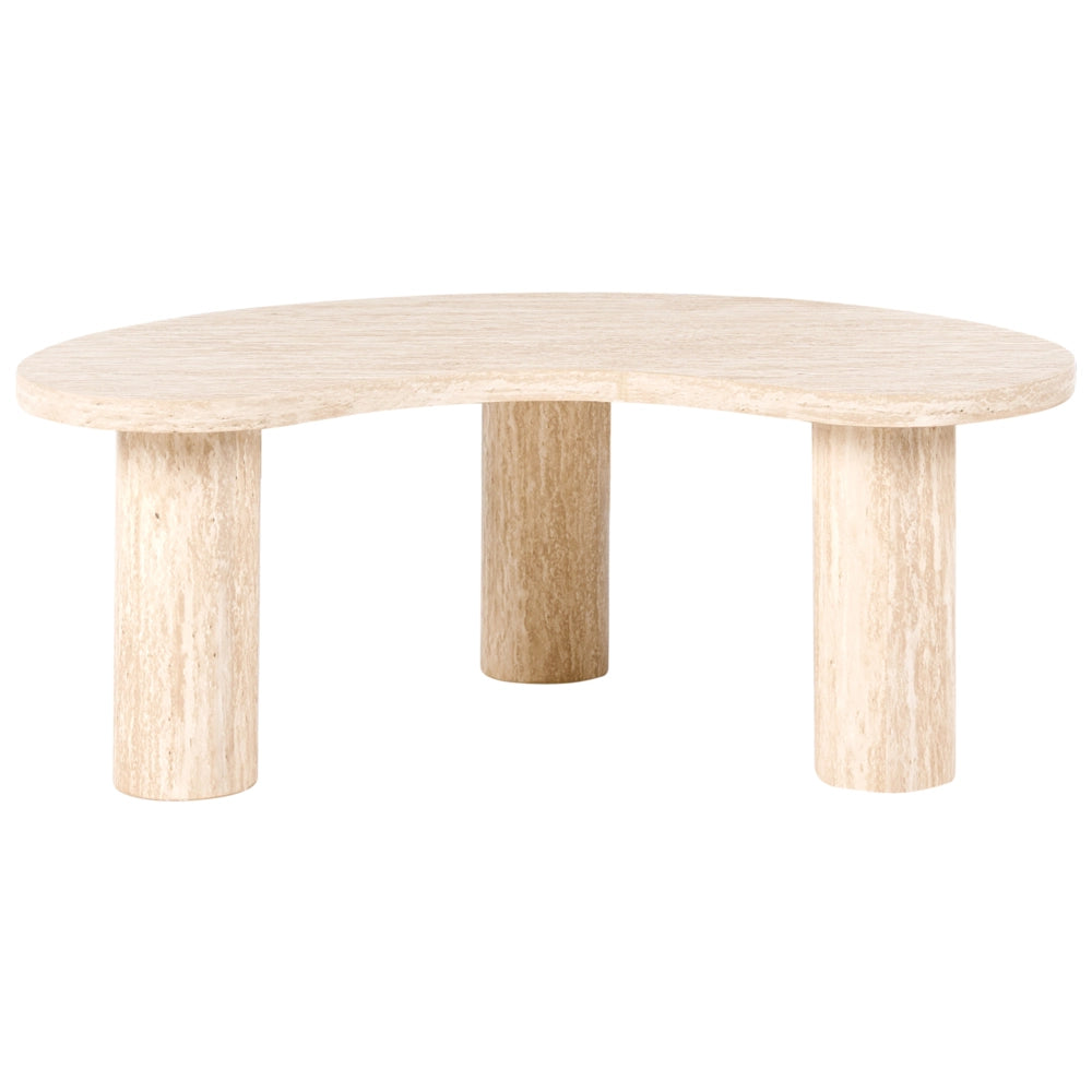 Tavolino con piano effetto travertino in MDF impiallacciato, design moderno effetto pietra beige Design moderno Soggiorno