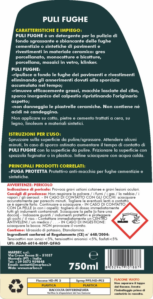 Come pulire le fughe dei pavimenti PULI FUGHE   750PZx6Pz
