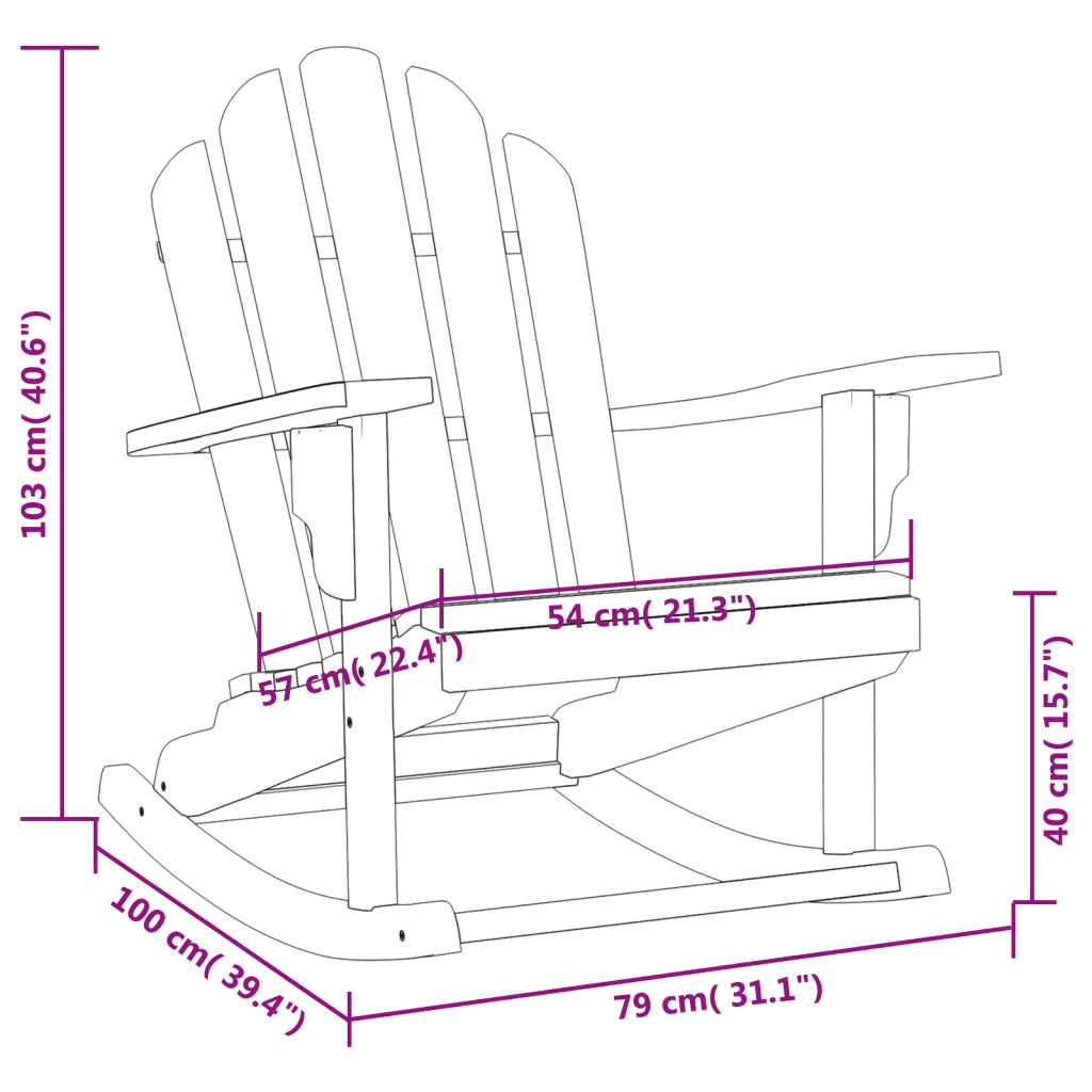 Sedia Dondolo Adirondack da Giardino 79x100x103cm Massello Teak 362699