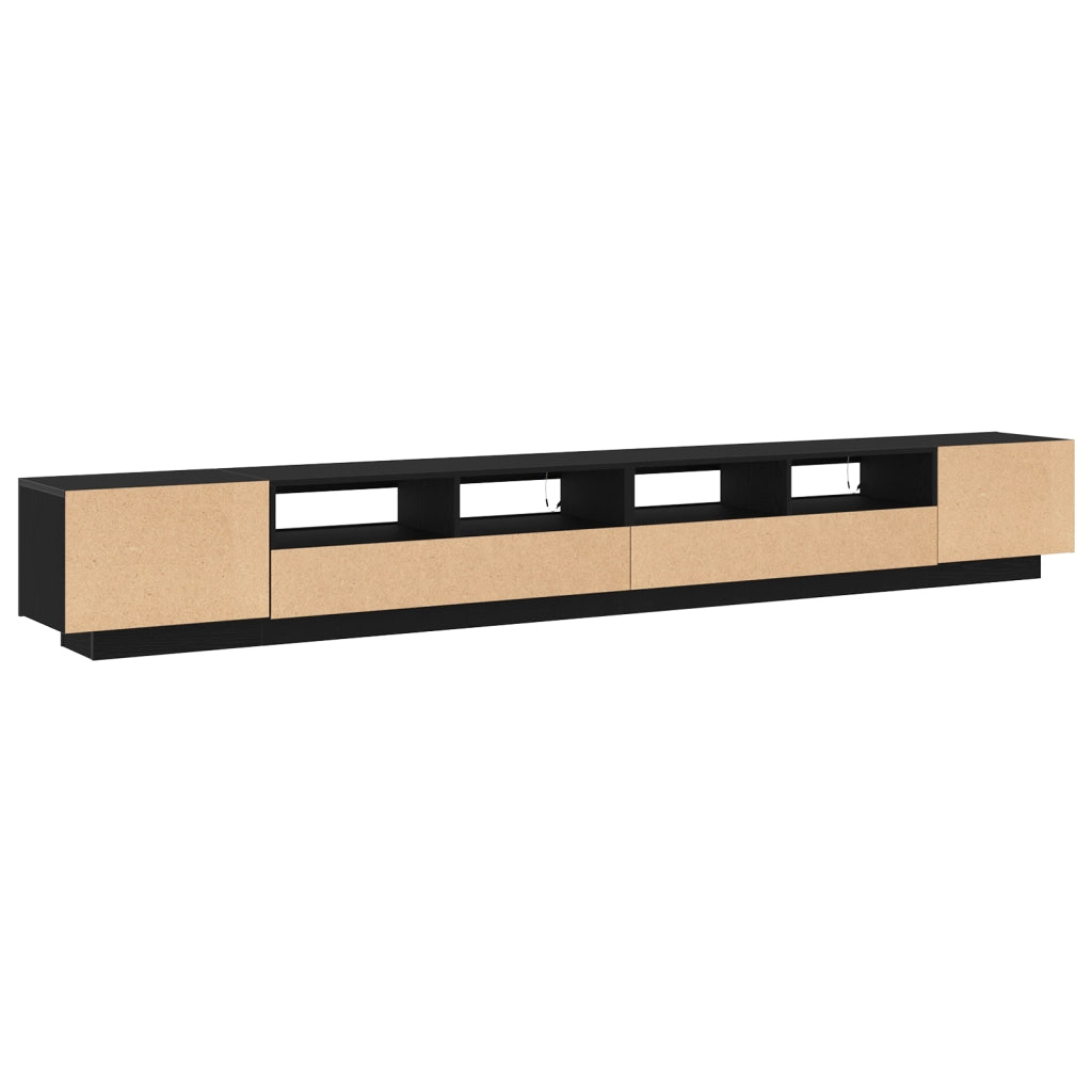 Mobile TV con Luci LED Nero Rovere 300x35x40 cm in Legno Ingegnerizzato