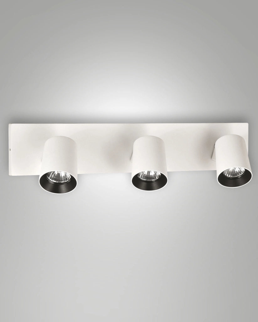 Modo Faretto Moderno a 3 Luci in Alluminio Pressofuso Colore Bianco, Struttura Orientabile, Attacco GU10 Max 35W per Illuminazione d'Interni