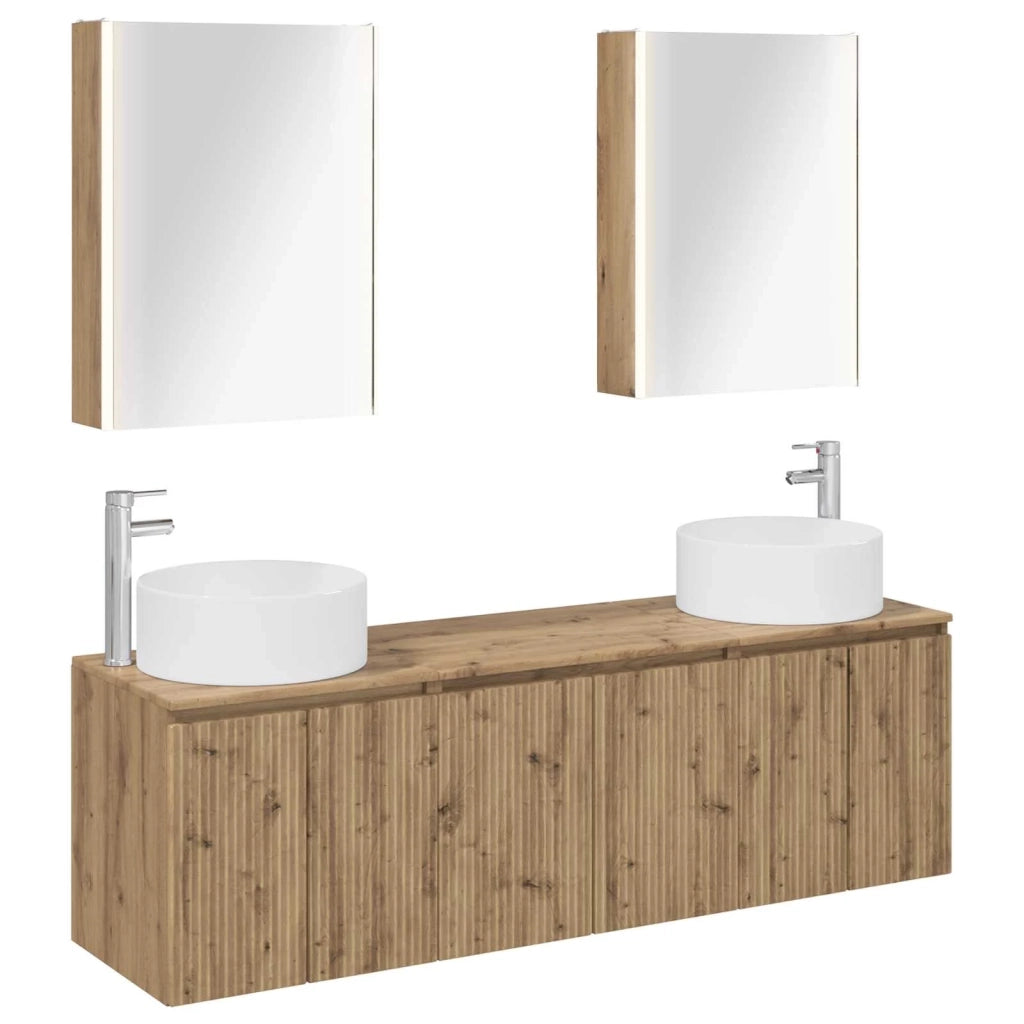 Set di Armadi da Bagno 5 pcs Rovere Artigianale 3406574