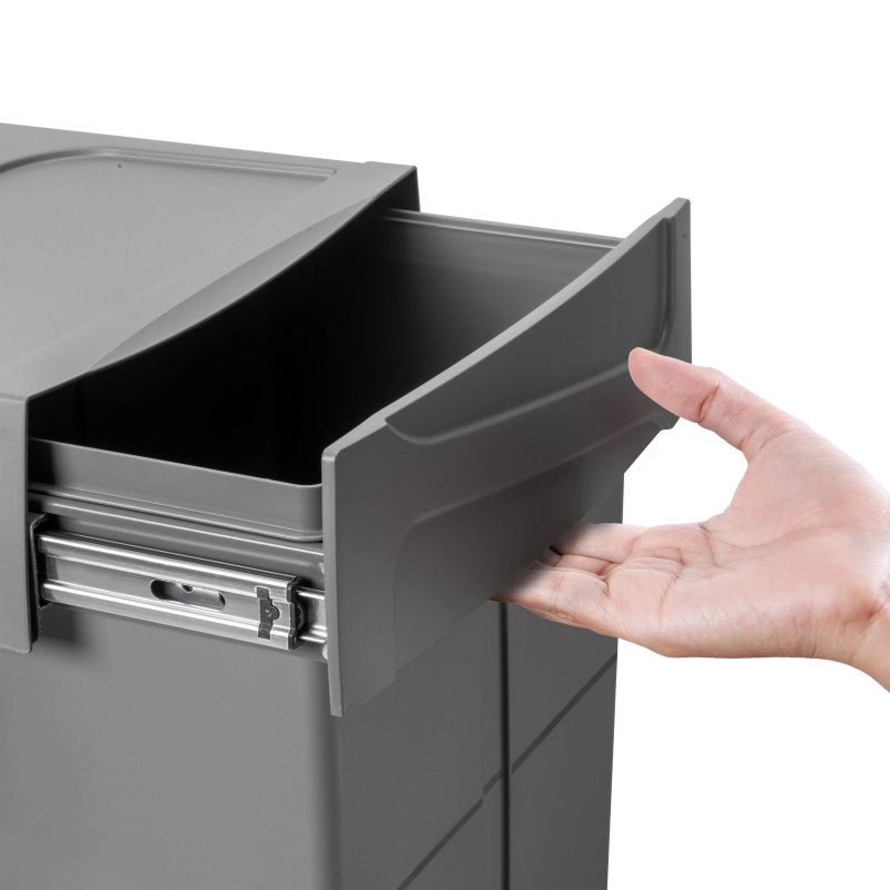 Contenitore per mobili Recycle da agganciare all'anta, 1 contenitore estraibile da 15 lt, Grigio antracite, Tecnoplast..