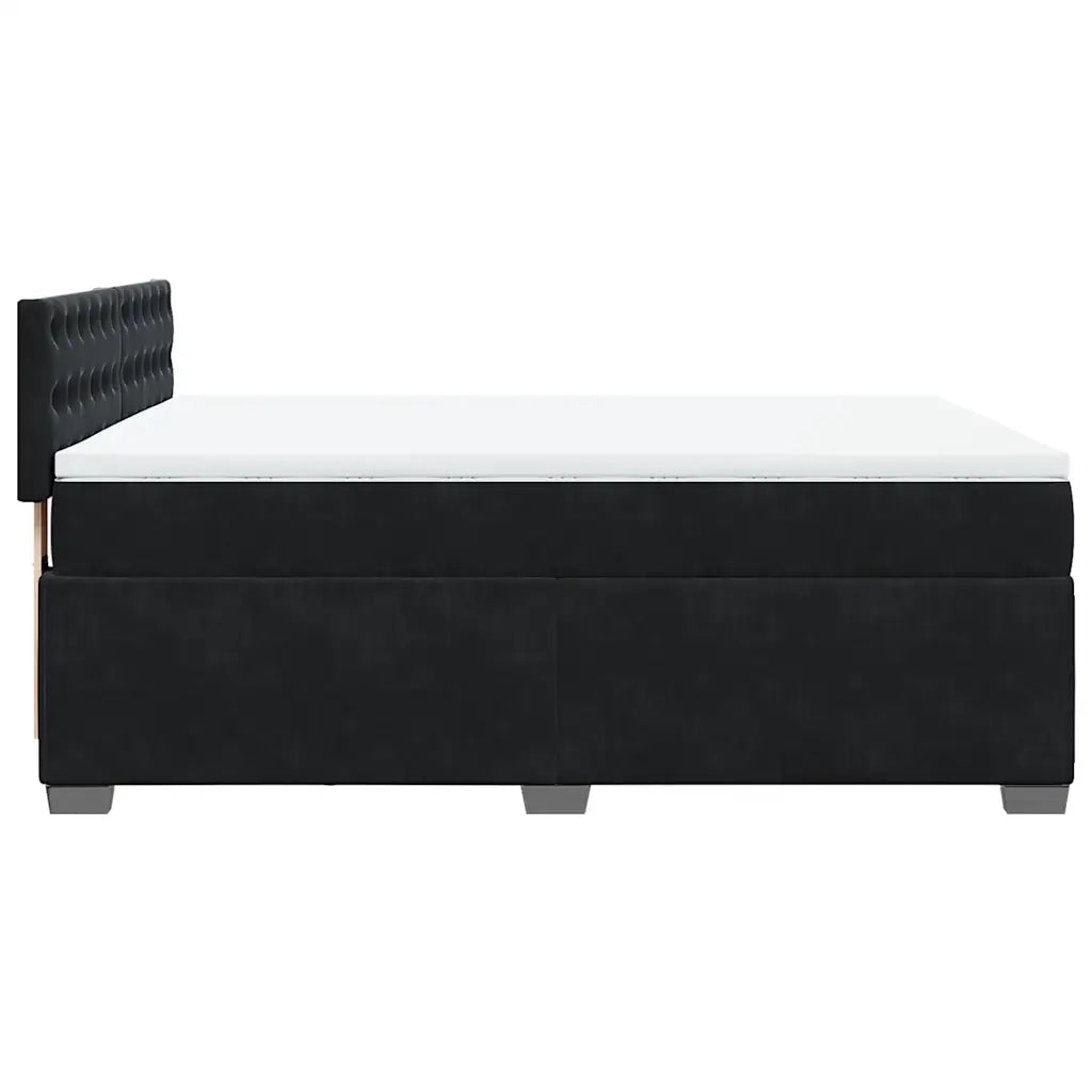 vidaXL Giroletto a Molle con Materasso Nero 140x190 cm in Velluto