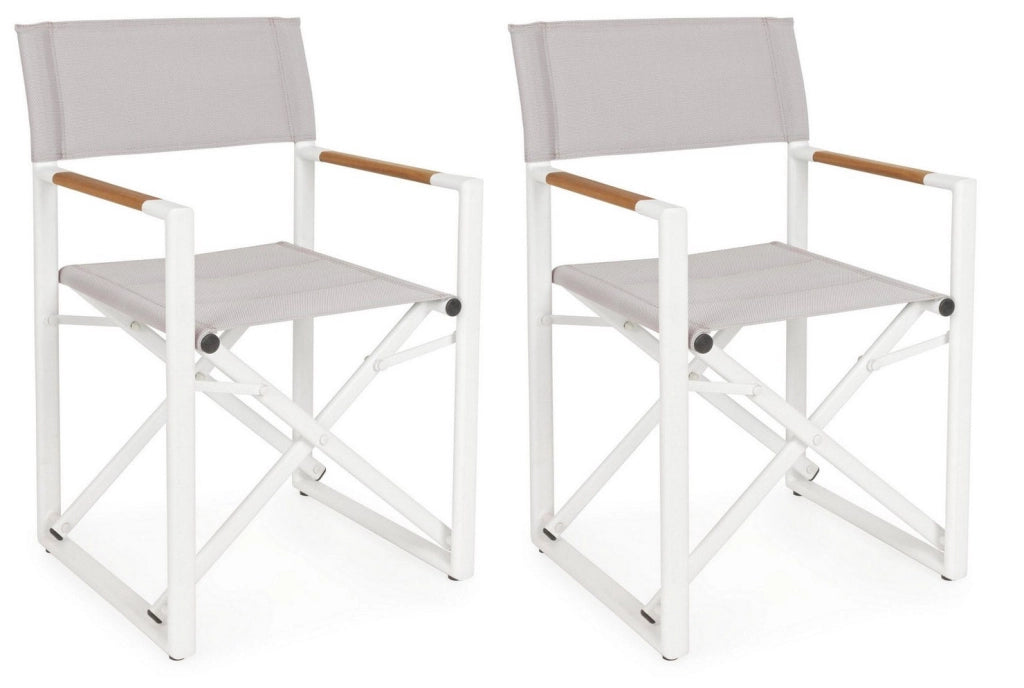 Set 2 Sedie Pieghevoli da Regista 51x54x86 cm in Alluminio Lagun Bianca