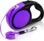 Riem per cani retrattile per cani piccoli e medi fino a 20 kg, manubrio antiscivolo, sistema di frenatura sicuro, riem retrattile in colore viola, 5 m