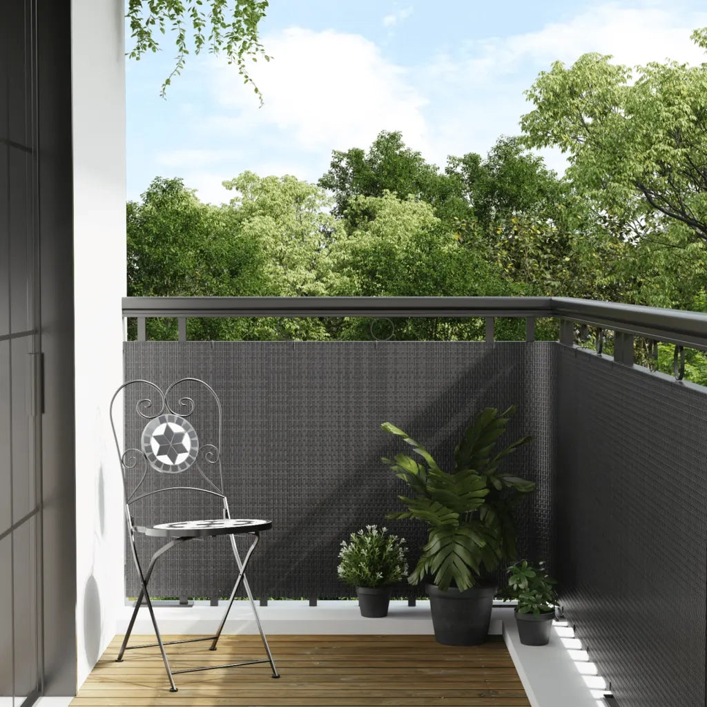 Paravento da Balcone Antracite 500x100 cm in Polyrattan 156243