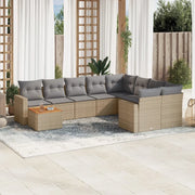 Set Divano da Giardino 10 pz con Cuscini Beige in Polyrattan 3224288