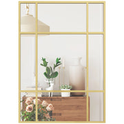 Specchio da Parete Rettangolare 70x50cm ¨C Xylo ¨C Cornice Metallo Dorato Stile Finestra