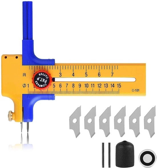 Snidatrice circolare per plastica - Snidatrice carta/cartone - Snidatrice rotonda - 6 lame - 1 anello di chiusura - Leggera e compatta