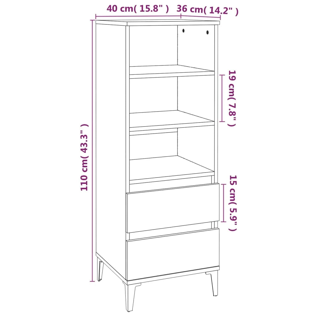 Buffet credenza cassettiera armadio mobile contenitore organizer cucina soggiorno salotto alto 40 x 36 x 110 cm legno ingegnerizzato grigio 02_0034436