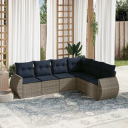 Set Divani da Giardino 6 pz con Cuscini Grigio in Polyrattan 3221410