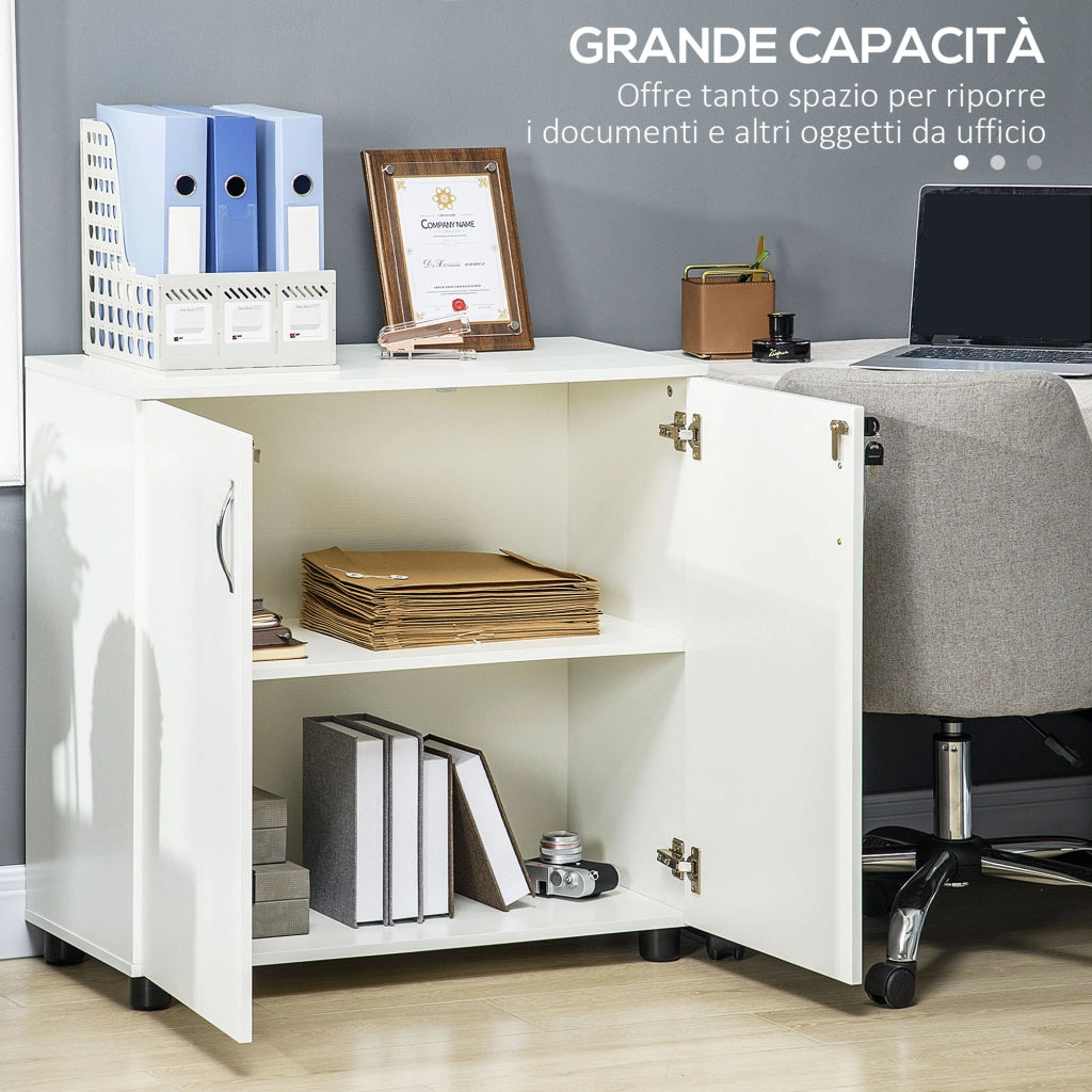 Armadio da Ufficio con 2 Ante e Serratura ¨C Zephmum ¨C Bianco 80x40x80 cm