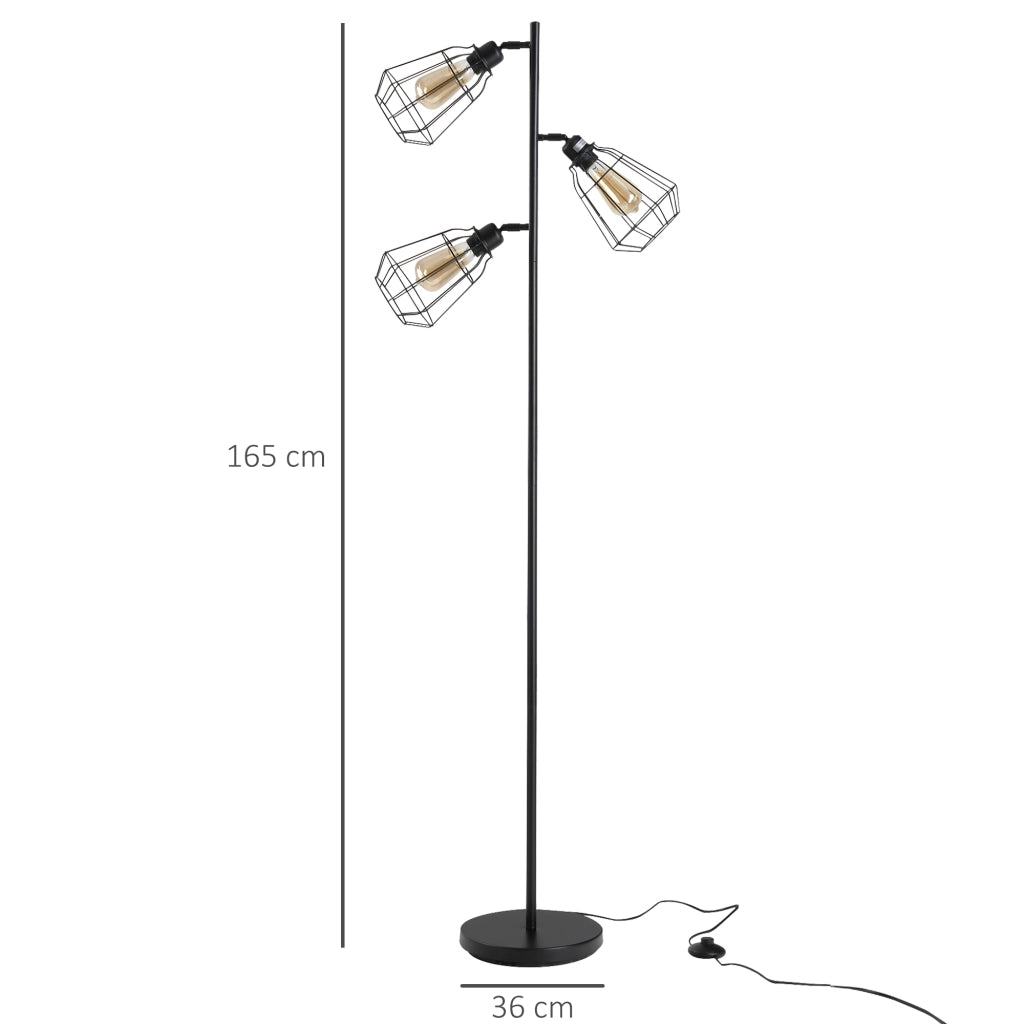 Lampada da terra a tre luci ¨C zephmum ¨C gabbia metallica nera