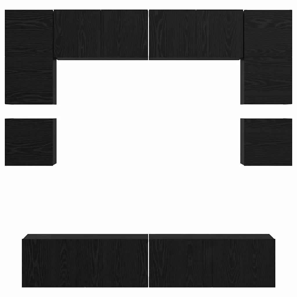 Set mobile TV 8 pcs Rovere Nero Legno multistrato 3393334