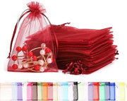 Sacchetti di organza in vino rosso per feste e eventi - 100 pezzi, 10 x 15 cm - Ideali per matrimonio, compleanni, Natale.