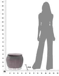 Puff Contenitore Paris Ø43x43 cm in Legno Spugna e Poliestere Grigio e Argento