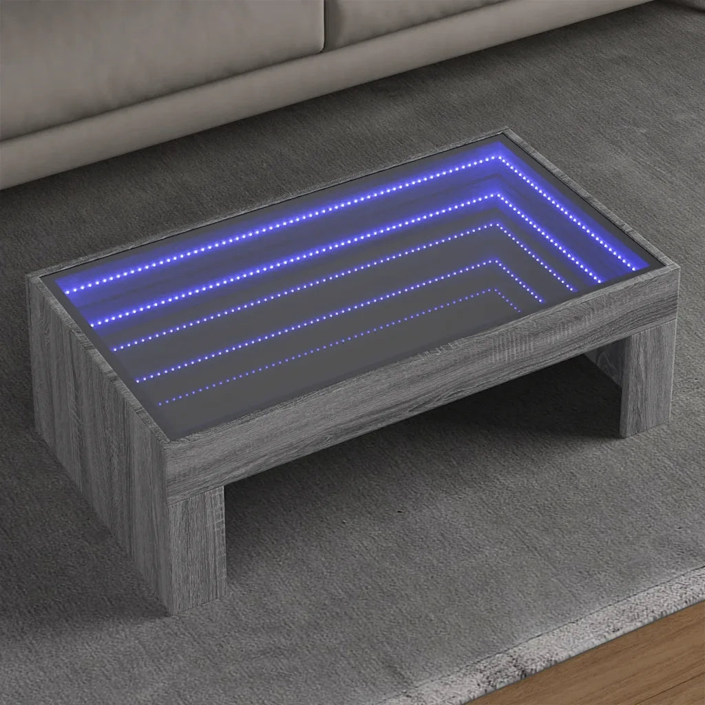 Tavolino da Salotto con LED Infinity Grigio Sonoma 90x50x30 cm 847621