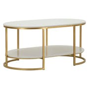 Bafarane, Tavolino da Salotto Forma Ovale, 90x60x45h cm Bianco Marmo