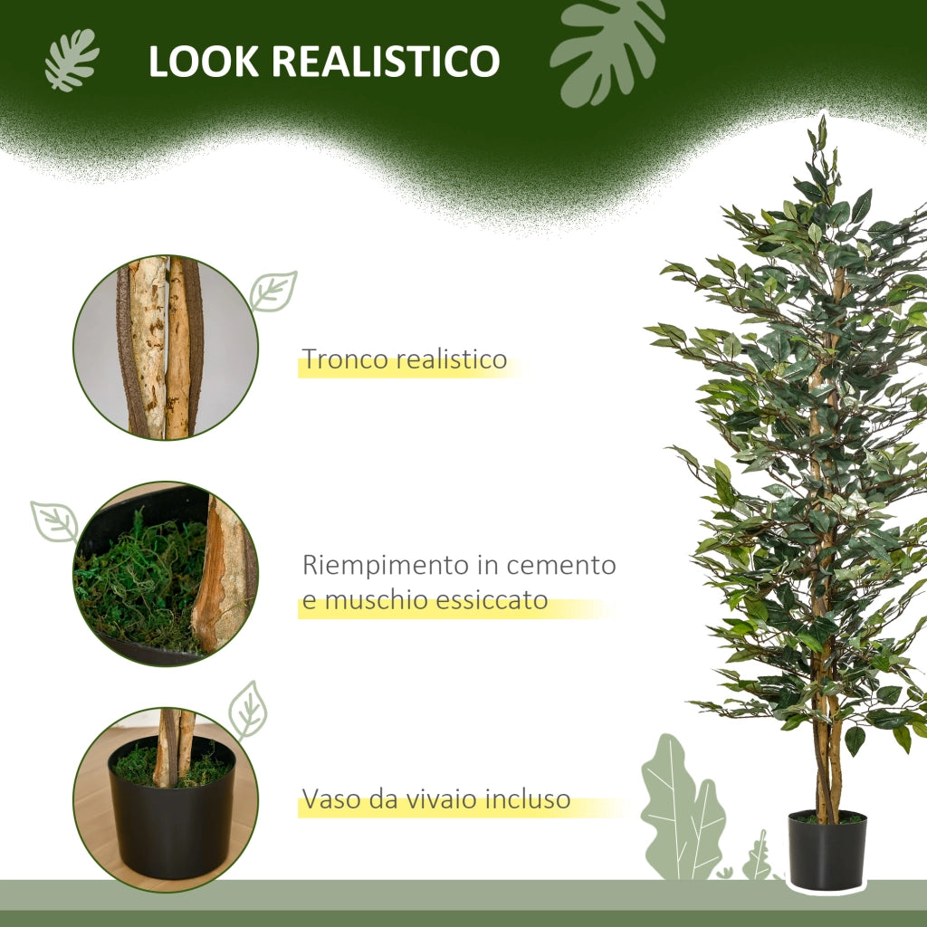 Pianta Finta Ficus ¨C zephmum ¨C Verde con Vaso 150cm
