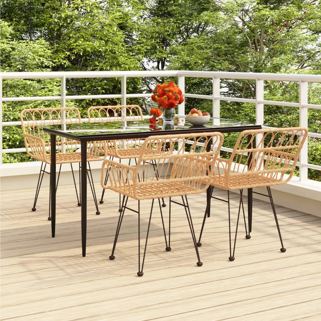 Set da Pranzo da Giardino 5 pz | Set Salotto da Giardino in Polyrattan