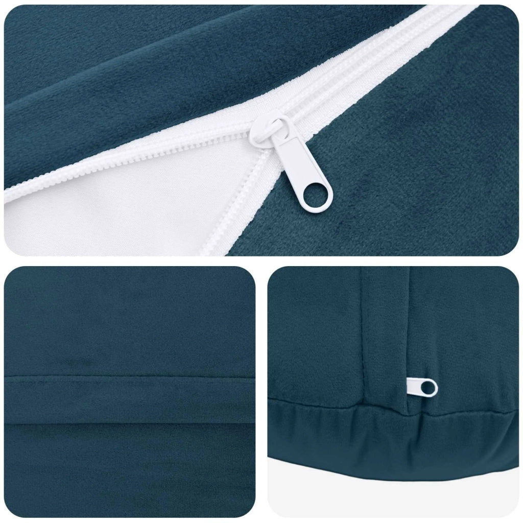 Cuscino con cuscino HEERLEN 2 pz Blu Velluto 929337