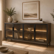 Madia Hapa, Credenza 2 Ripiani, 181x39x83h cm Marrone Noce