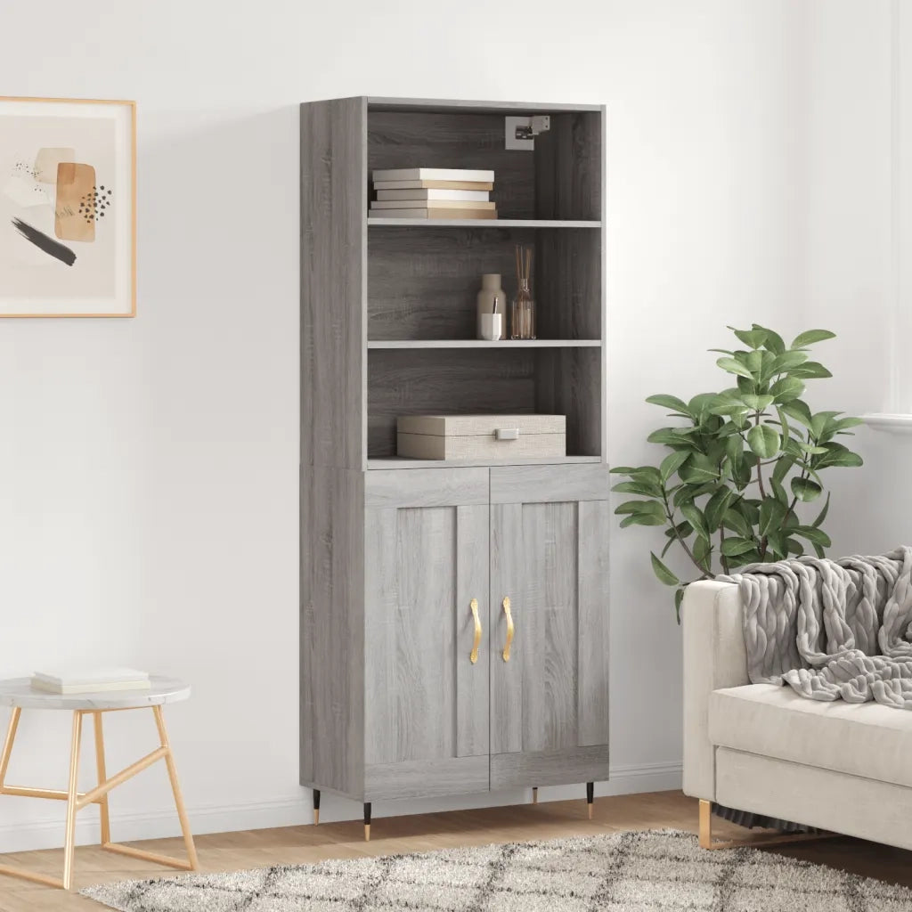 Credenza Grigio Sonoma 69,5x34x180 cm in Legno Multistrato 3189939