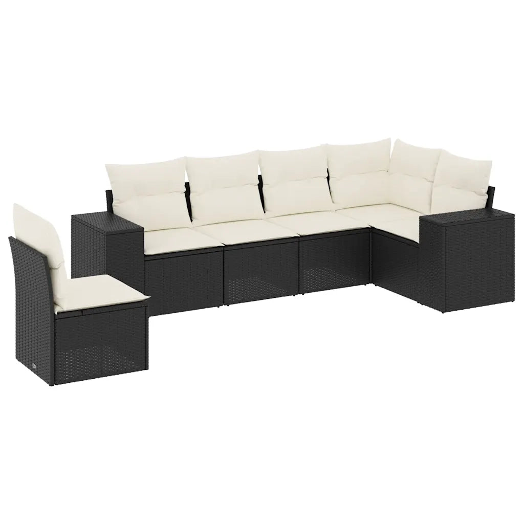 Set Divano da Giardino 6 pz con Cuscini Nero in Polyrattan 3254963
