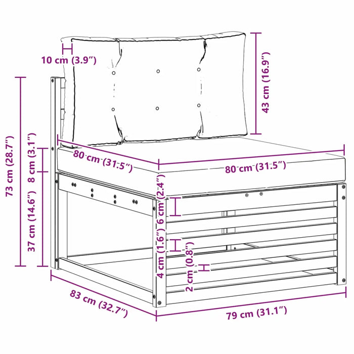 Set di divani da esterno con cuscino 3 pcs Naturale e Beige 3372958