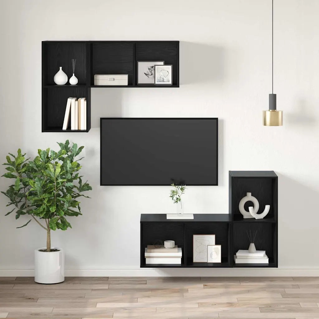 Set mobile TV-Credenza per TV Rovere Nero 37 x 37 x 72 cm Legno multistrato