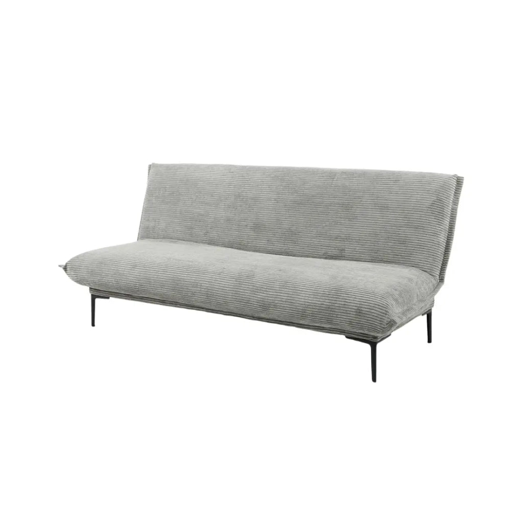 Divano letto VELARIS – Tessuto velluto grigio scuro – Struttura in legno – Materasso integrato – Elegante e compatto
