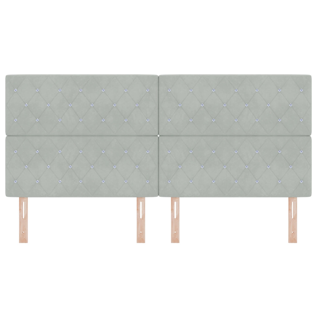 Testiera con bottoni di cristallo tufted grigio chiaro 200 cm in velluto