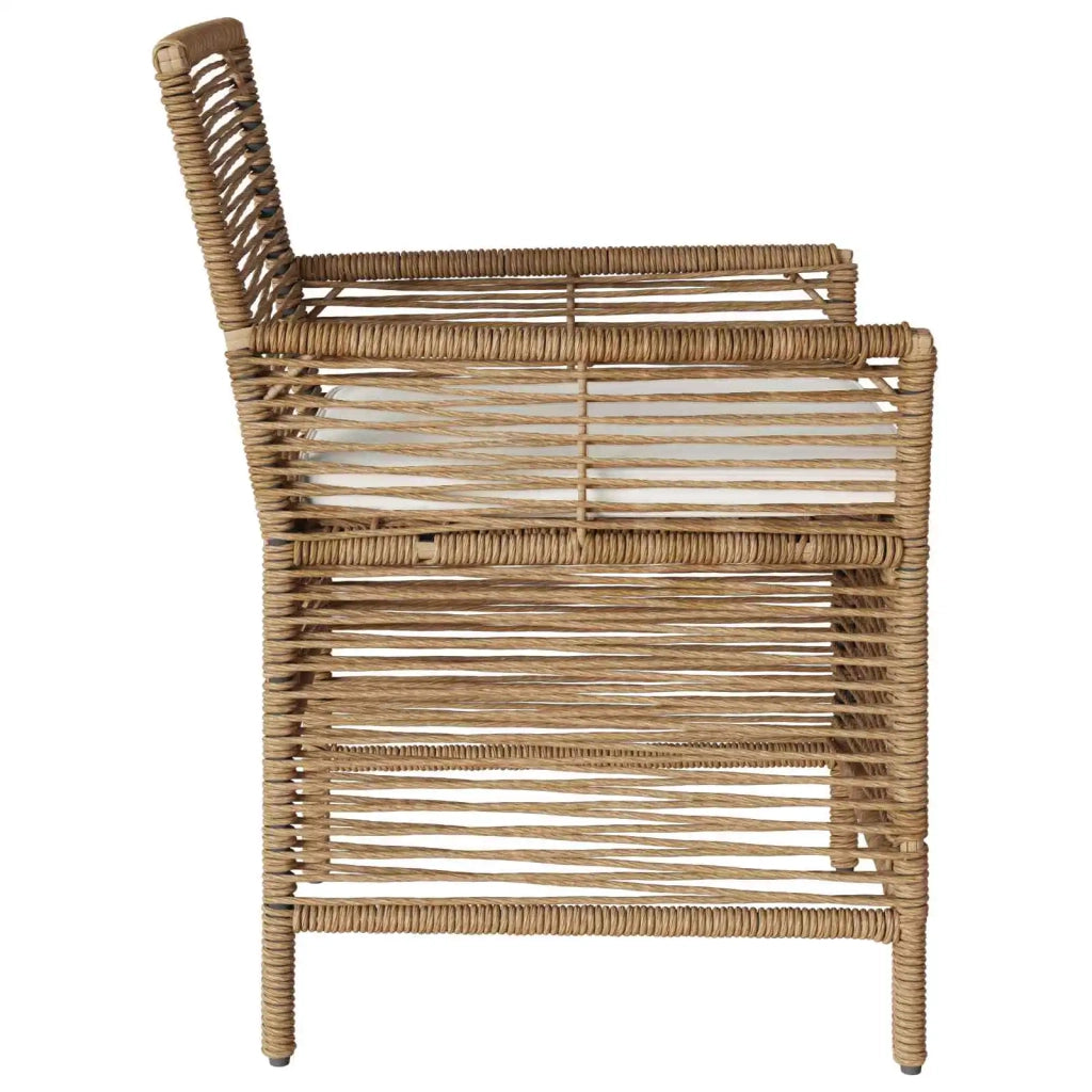 Sedia da esterno con cuscino 4 pcs Beige e Crema polyrattan
