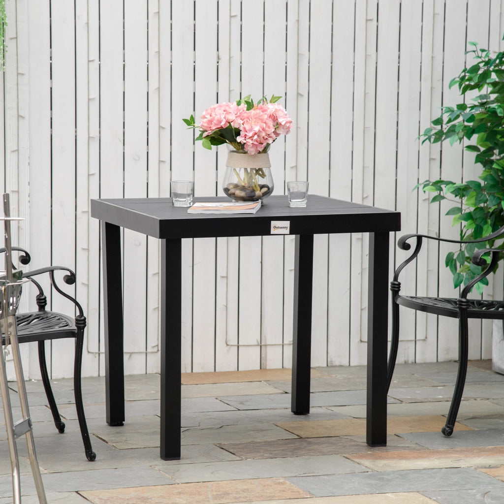Tavolo da Giardino ¨C Zephmum ¨C Nero, Effetto Legno, 78x78 cm