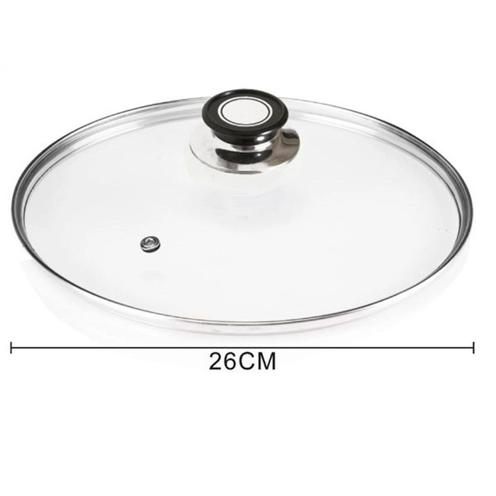 Trade Shop - Coperchio In Vetro Accessorio Per Padella Pentole Universale Con Foro Vapore ø18-26-30cm -    -diametro 26cm   -