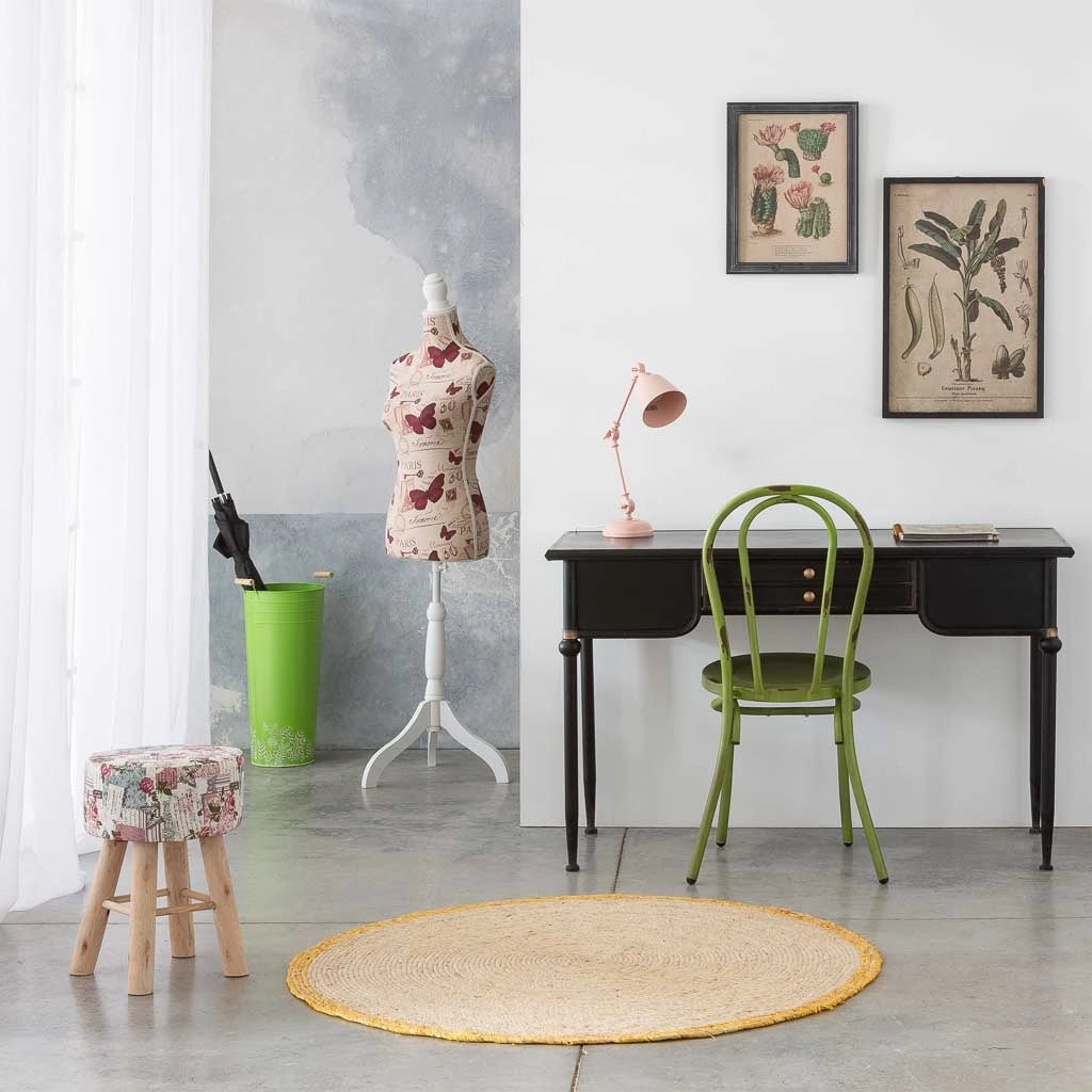 Manichino in legno e schiuma rivestito in tessuto marrone 24x37,5x168h