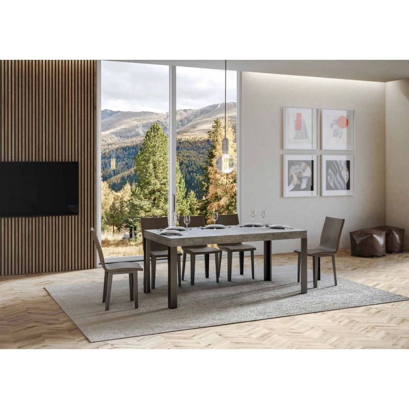 Tavolo allungabile 90x160/264 cm Linea telaio Antracite - Cemento
