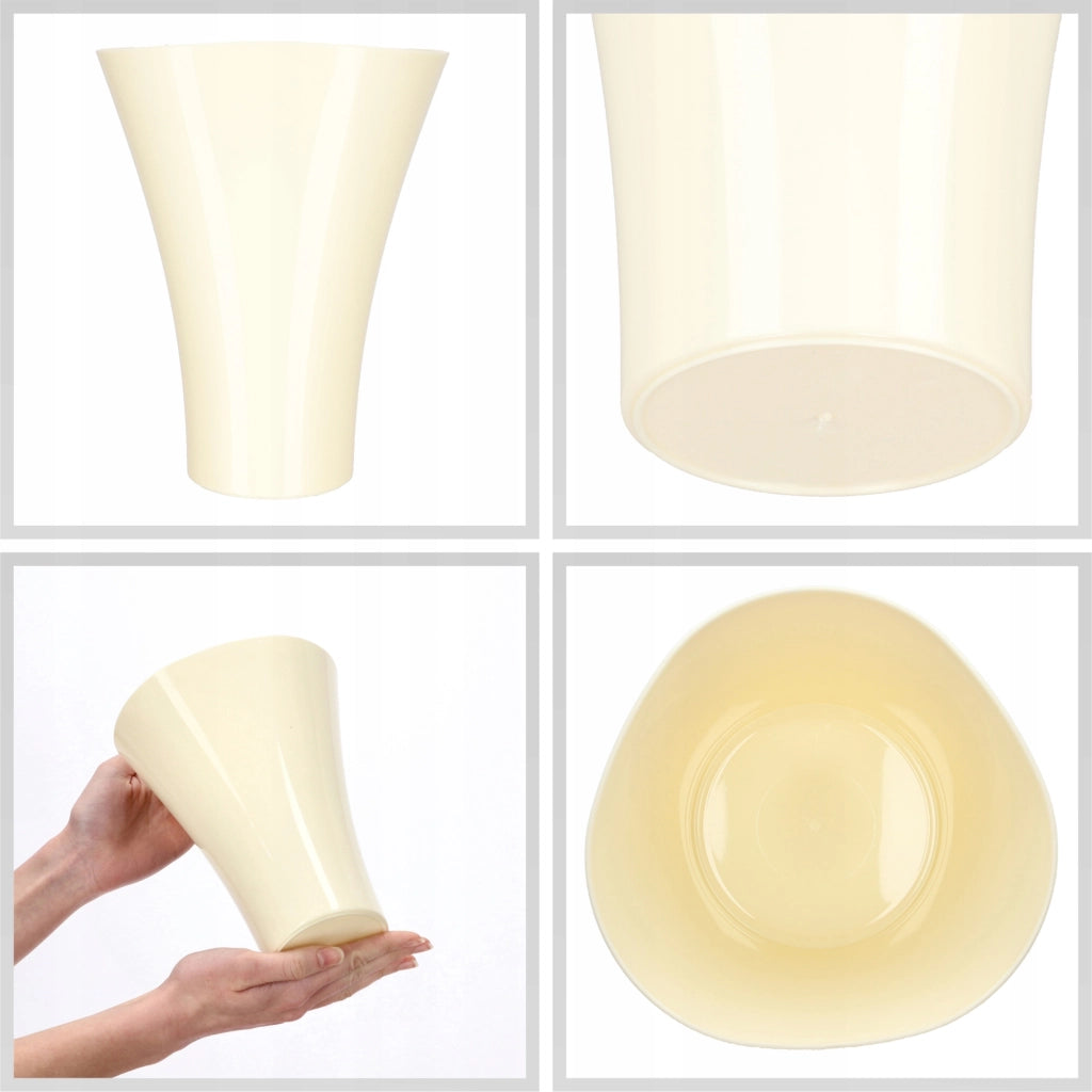 Copertura per vaso da fiori KADAX, supporto per piante in plastica color crema, 16,5 cm