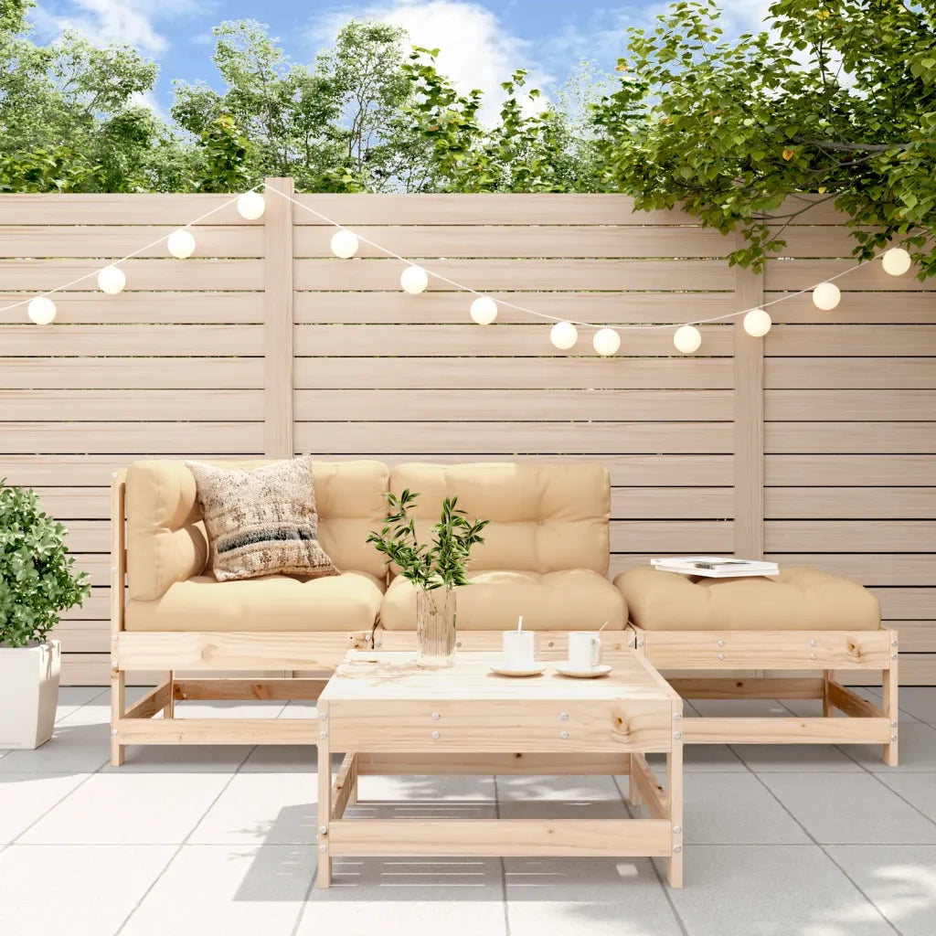 Set Divani da Giardino 4 pz con Cuscini in Legno Massello 3186025