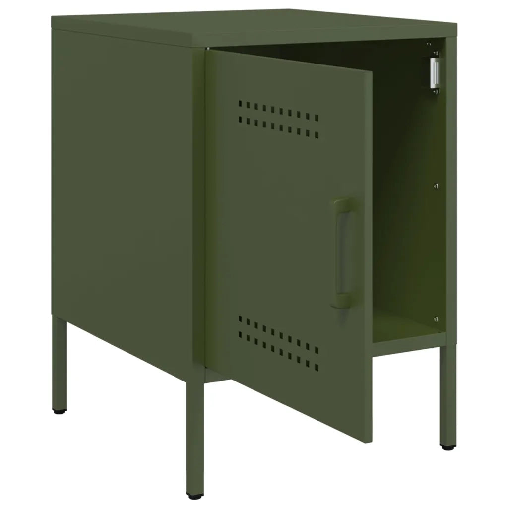 Comodini 2 pz-Set di 2 Tavolino da notte Verde Oliva 36x39x50,5 cm in Acciaio 649400