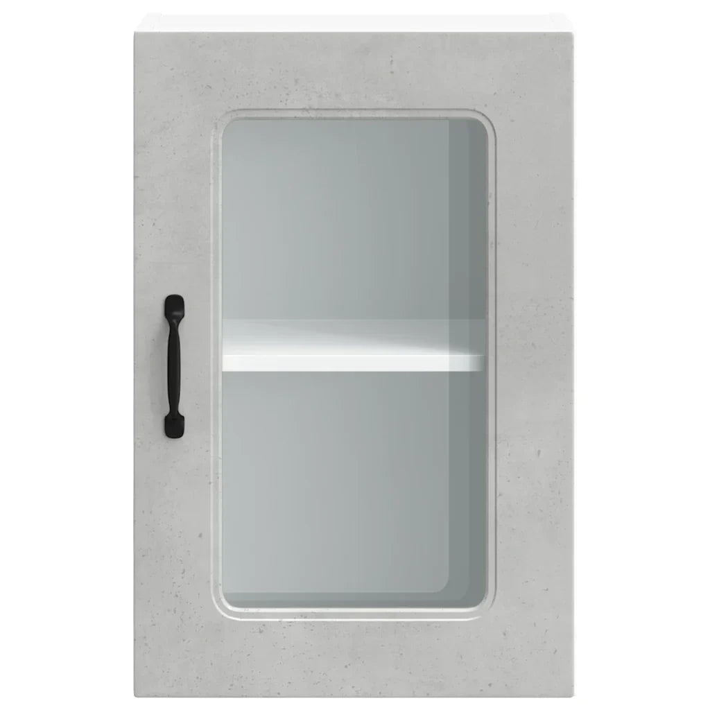 Pensile da cucina con anta in vetro 40 x 31 x 60 cm pratico spazio contenitivo stile contemporaneo finitura legno e cemento 02_0049954