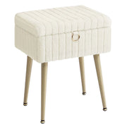 Sgabello da toeletta con contenitore e poggiapiedi 30 x 40 x 50 cm metallo imbottito piedini regolabili per soggiorno camera da letto cabina armadio beige 12_0008034